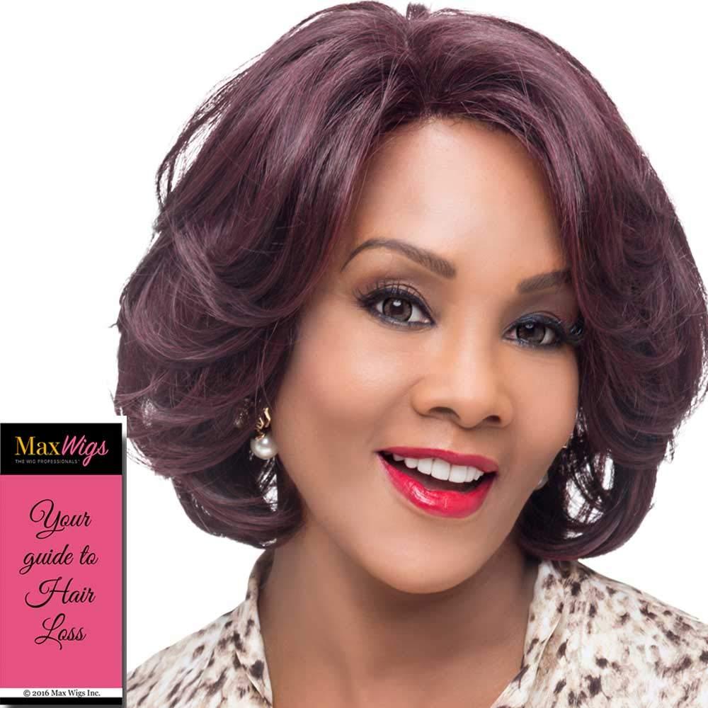 Vivica Garden Wig Color FS1B/30 - Vivica Fox Wigs 13\" Long Lace Front Layered Bob Heat Friendly Partial Monofilament Side Swept Bangs African American Black Womens Bundle MaxWigs Hairloss Booklet