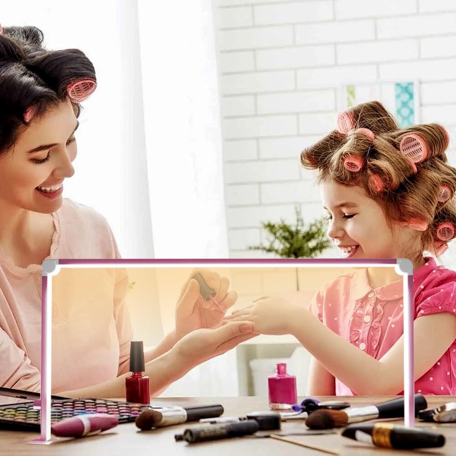 RYAZOZA RYAZOZA LED Half Moon Nail Desk Lamp, Square Foldable Nail Desk Lamp, Foldable 4000-6500k 36w Adjustable Brightness for Lash Tech, Cosmetic, Tattoo, Eyebrows(Color:Silver)