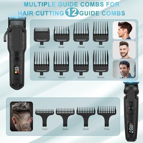 Scttomon Scttomon Professional Hair Clipper for Men Hair Cutting Kit Men\'s Beard Trimmer Hair Trimmer Shaver Cordless Barber Clippers and Trimmers Set Black