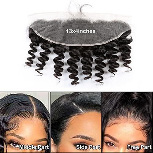 sent hair 13x4 Loose Wave Frontal Lace Closure Virgin Human Hair Frontal Ear to Ear Lace Frontal Closure Free Part with Baby Hair Natural Color 18 inch