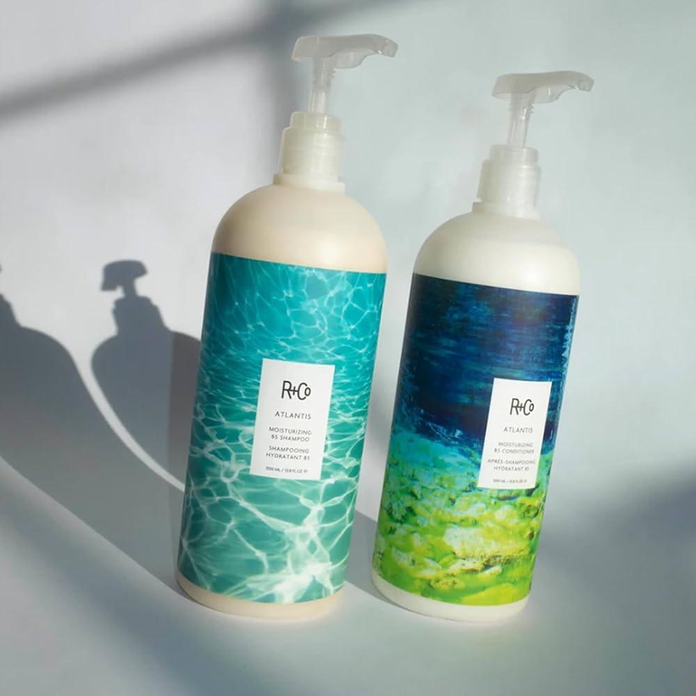 R+Co R+Co Atlantis Moisturizing B5 Hair Shampoo and Conditioner Set (1 Liter) + R+Co High Dive Travel Size (.5 Oz) | Body + Shine + Smoothing for All Hair Types | Vegan + Cruelty-Free |
