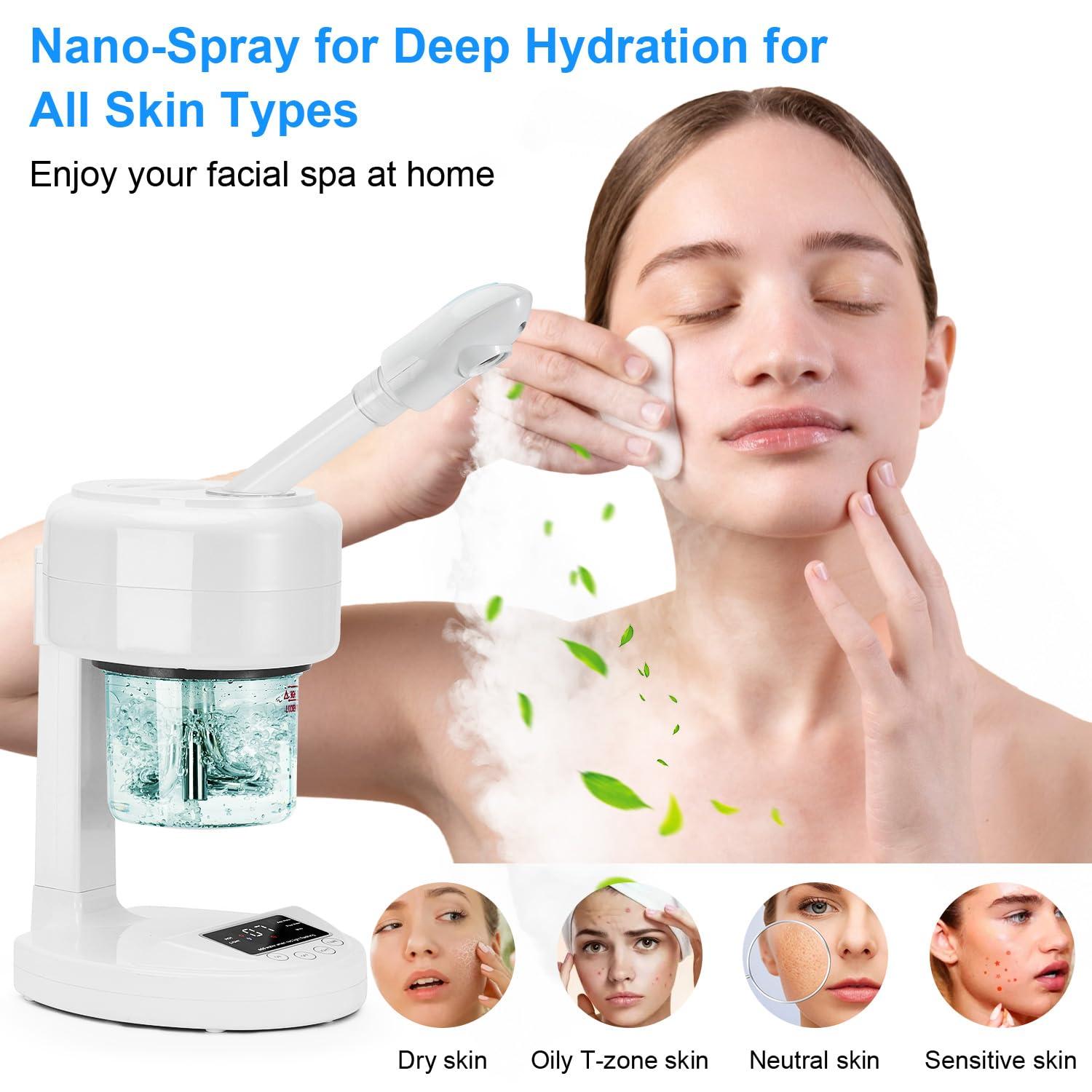 JOSTZHXIN JOSTZHXIN Facial Steamer Nano Ionic Face Steamer with Extendable Arm,Portable Facial Steamer 360Rotating Nozzle Esthetician Steamer for Personal Care at Home or Salon