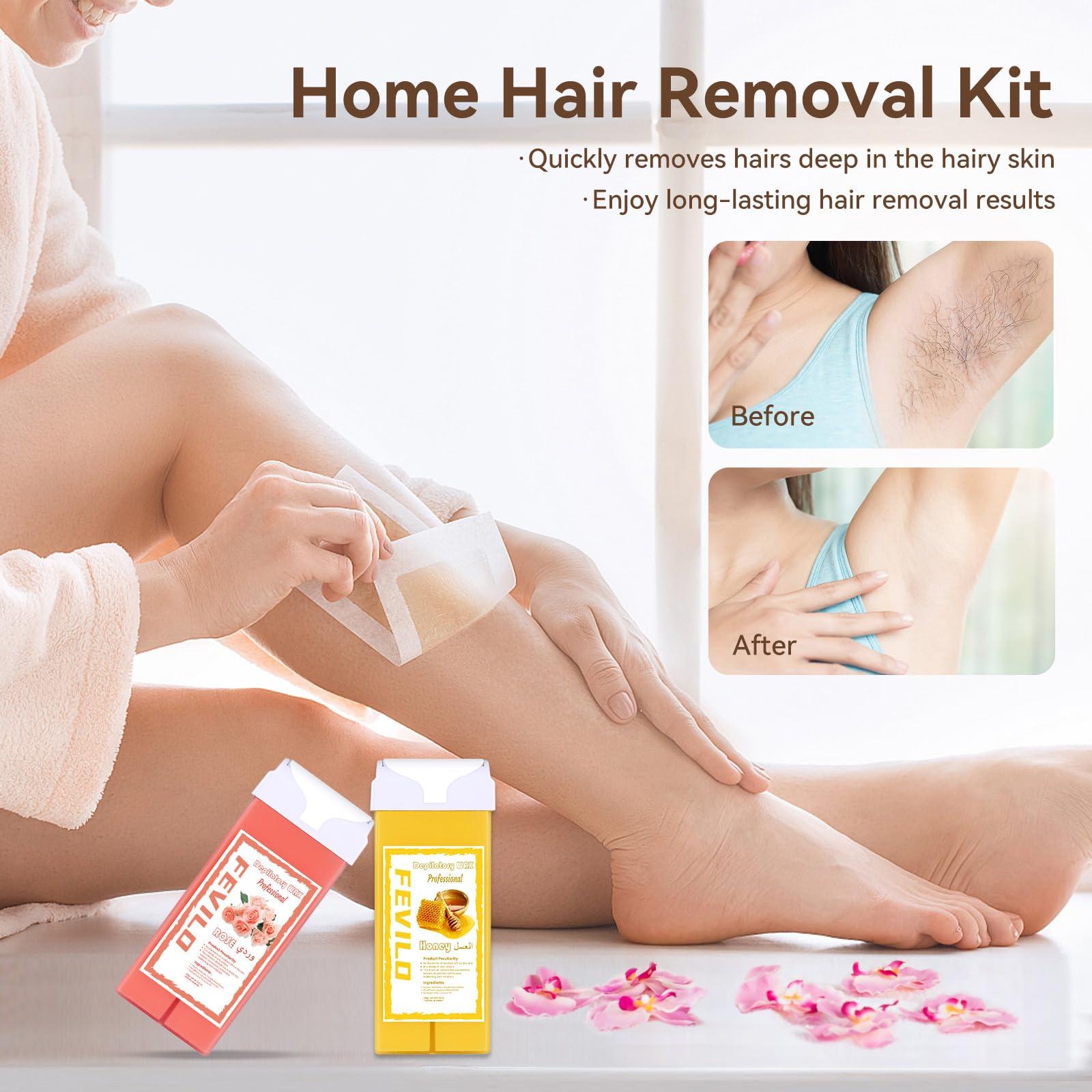 FOCTXI Roller Waxing Kit for Women, Roll on Wax Warmer Kit for Hair Removal, For Multiple Areas of the Body, Sensitive Skin Wax Roller Kit for Women Hair Removal