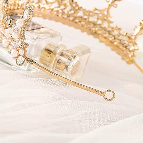 Fdesigner Fdesigner Baroque Wedding Crown and Tiaras Rose Gold Pearl Rhinestone Bride Crown Queen Tiara Princess Crown for Women and Girls