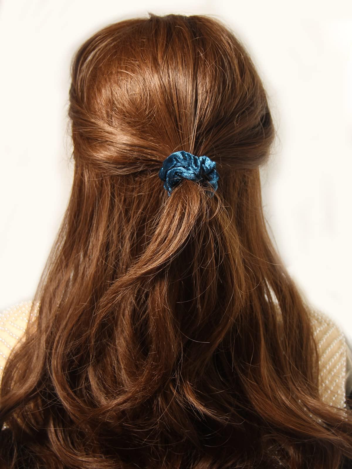 LFOUVRE Pack of 10 Small Velvet Scrunchies for Women Hair Accessories - LFOUVRE Rubber Hair Bands for Thick and Thin Hair, Mini Ponytail Holders with Elastic Hair Ties