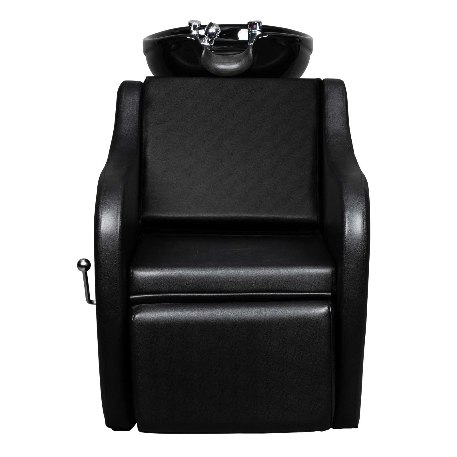 OmySalon OmySalon Backwash Shampoo Unit for Salon, Hair Washing Station with Ceramic Bowl Adjustable Footrest, Chair Sink Barber Shop Beauty Equipment