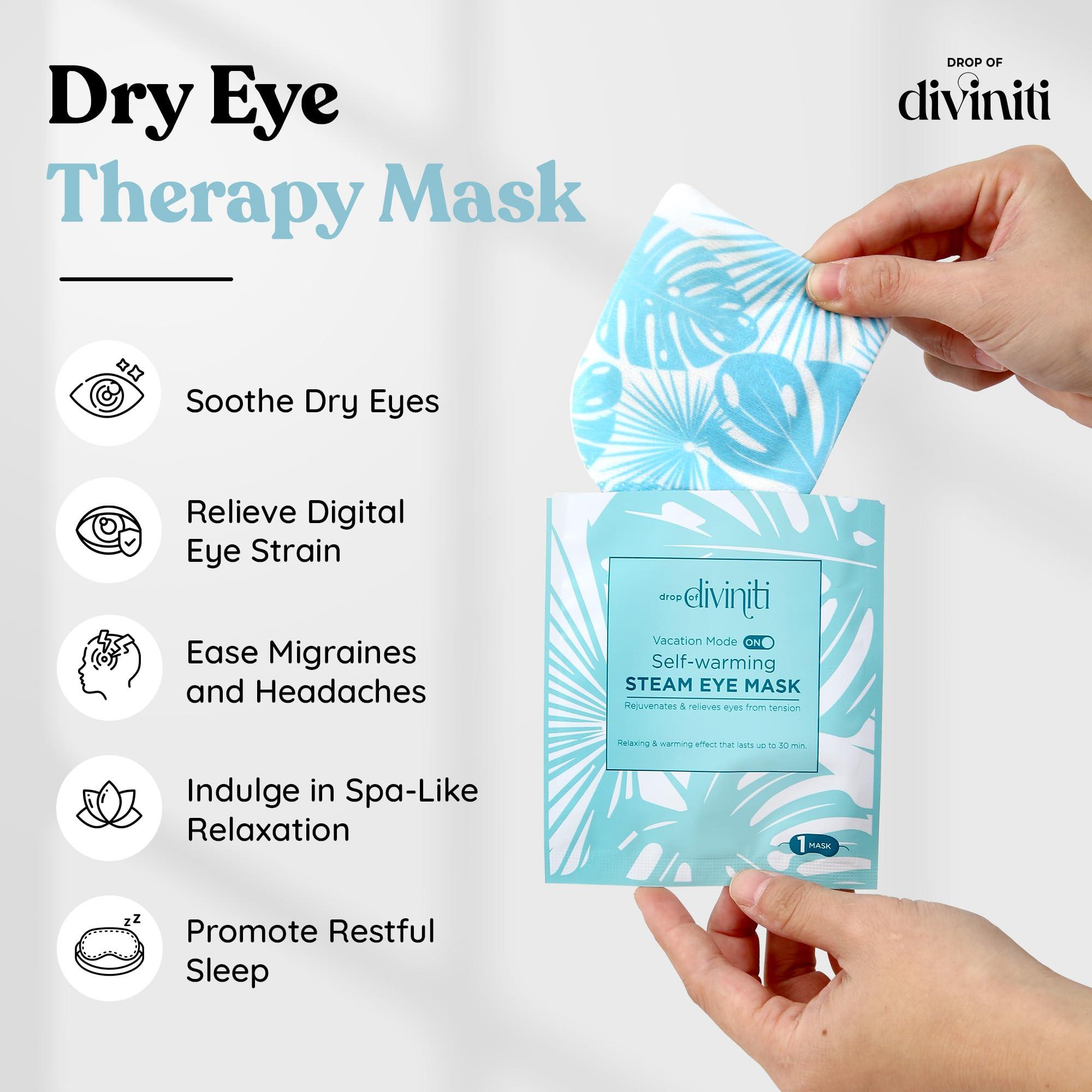 DROP OF DIVINITI 16-Pack Steam Eye Mask - Self Warming Heated Eye Mask for Dry Eyes, Up to 110F Degrees, Fast Soothing Relief - Puffy Eyes, Insomnia, Migraine - Stye Eye Treatment - Warm Compress for Eyes DiviniTi