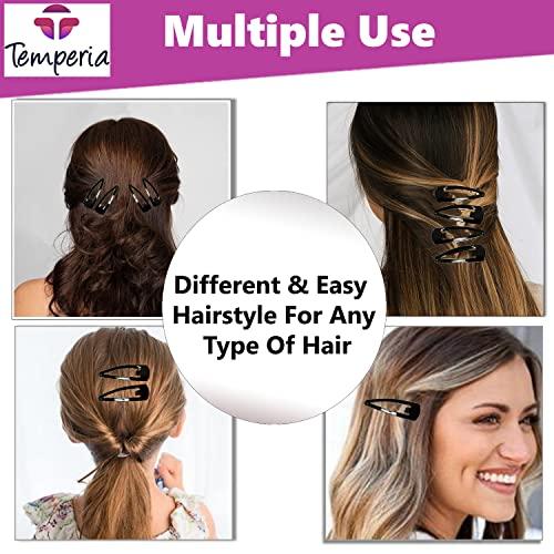 Temperia TEMPERIA Tic Tac Hair Clips for Girls (Pack of 36pcs) (5cm) (Matte Black) - Tik Tak Pins for Women