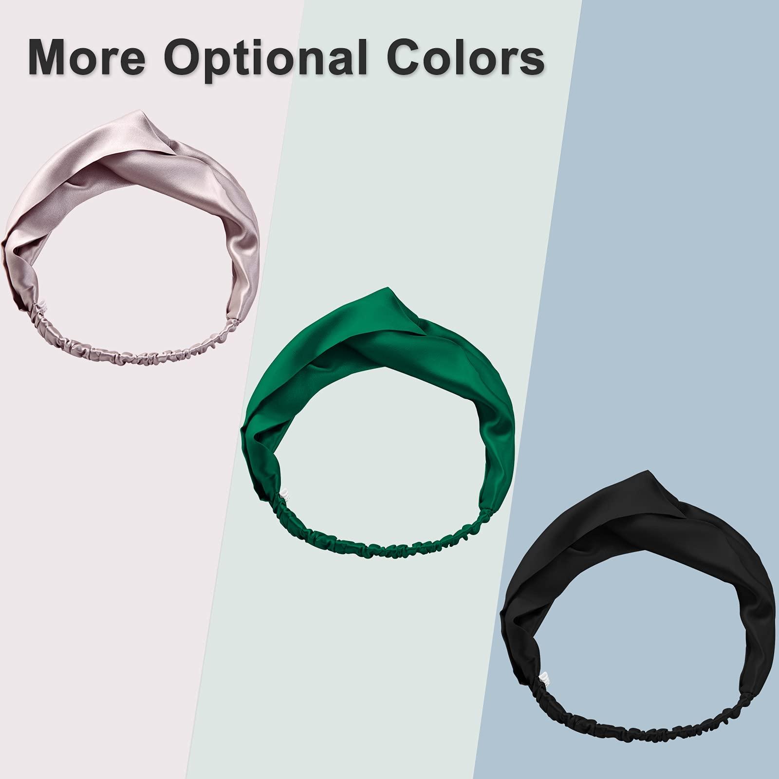 SOBONNY SOBONNY 100% Mulberry Silk Headband Women's Criss Cross Silk Turban Elastic Twisted Head Wrap Knotted Hair Band (black)