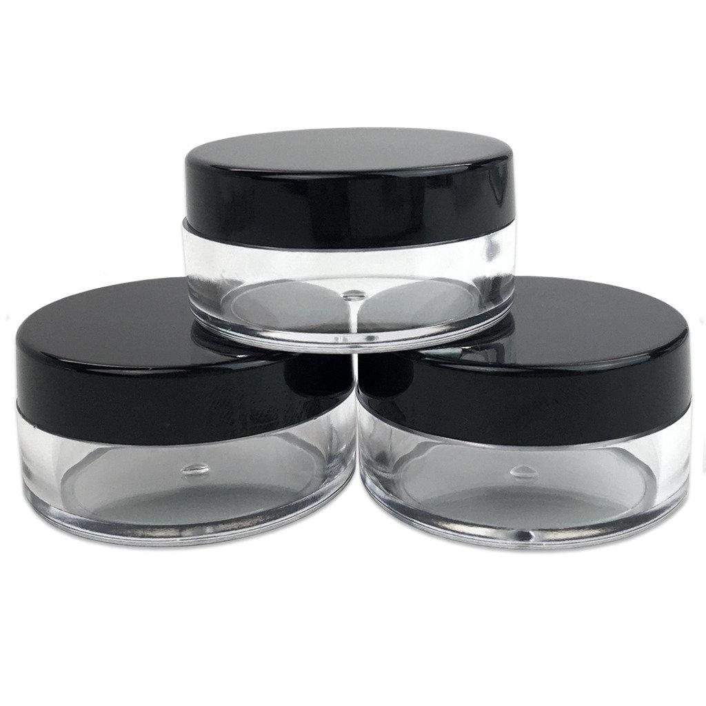 Beauticom (Quantity: 100 Pieces) Beauticom 10G/10ML Round Clear Jars with Black Lids for Scrubs, Oils, Salves, Creams, Lotions - BPA Free