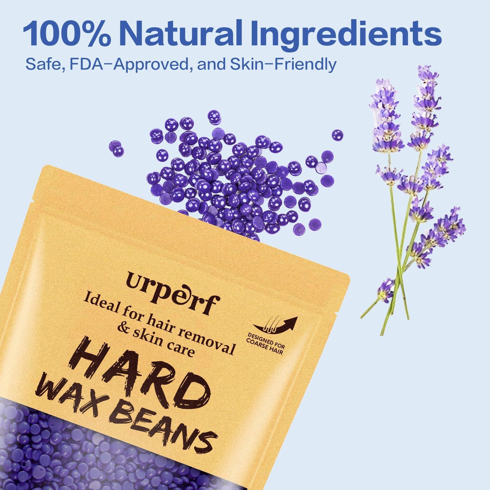 urperf Hard Wax Beads, 1.1 lb Waxing Beads, Brazilian Bikini Wax,Hard Wax Hair Removal for Face, Body, Legs, Pearl Beads for Wax Warmers, with 30g Care Cream & 12 Applicator Sticks
