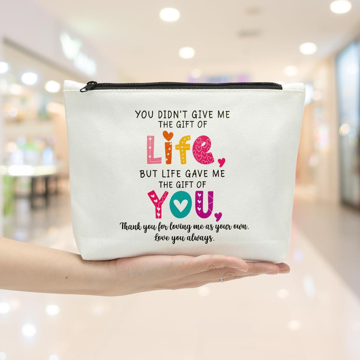 Sldpngo Mothers Day Bonus Mom Gifts for Stepmom Makeup Bag, Mother in Law Birthday Gifts Retirement Thank You Gifts for Bonus Mom Cosmetic Bag, Bonus Mom Birthday Gift Ideas Makeup Pouch