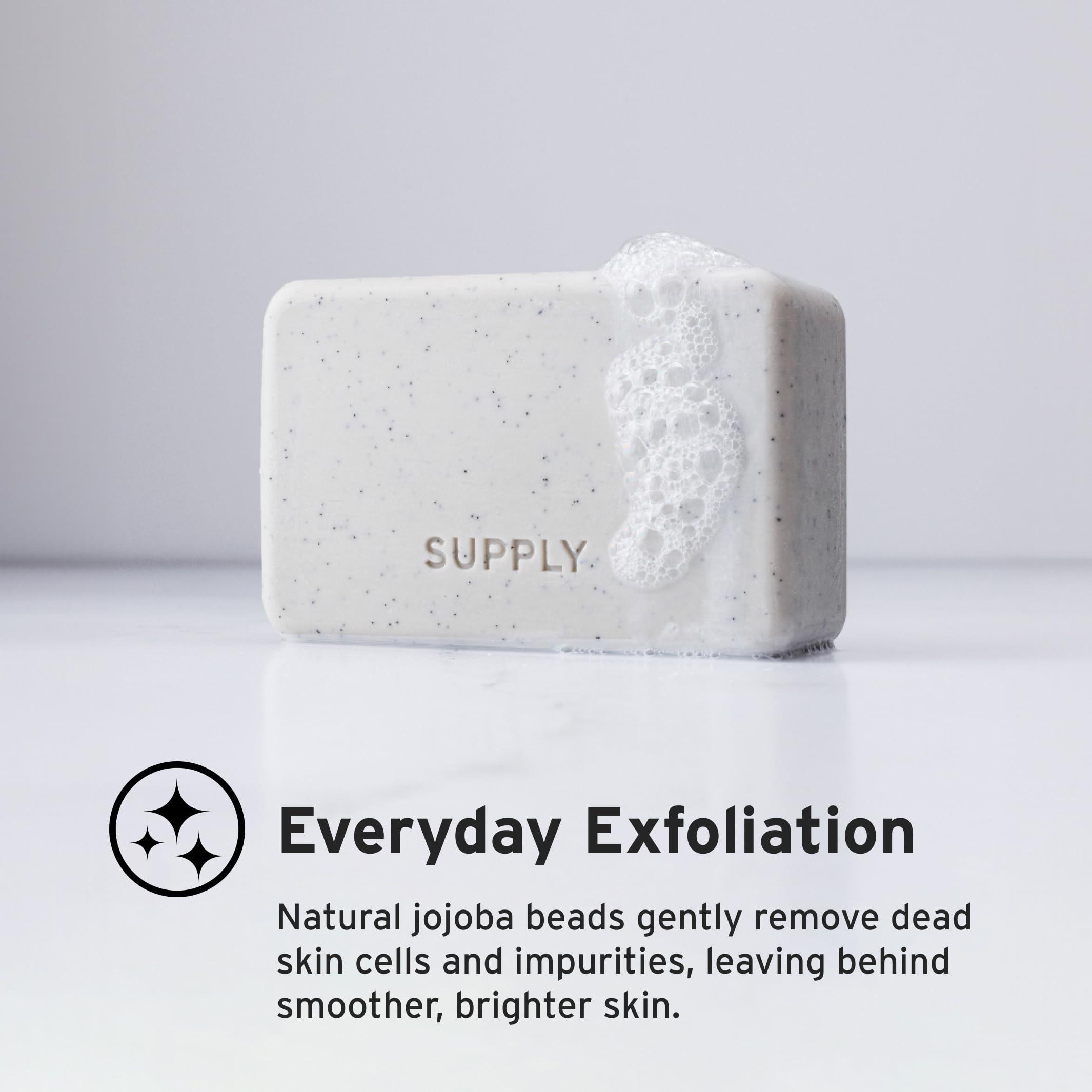 Supply Supply Mens Exfoliating Bar Soap - Deep Cleansing Bar Soap for Men (Sandalwood & Cedar)