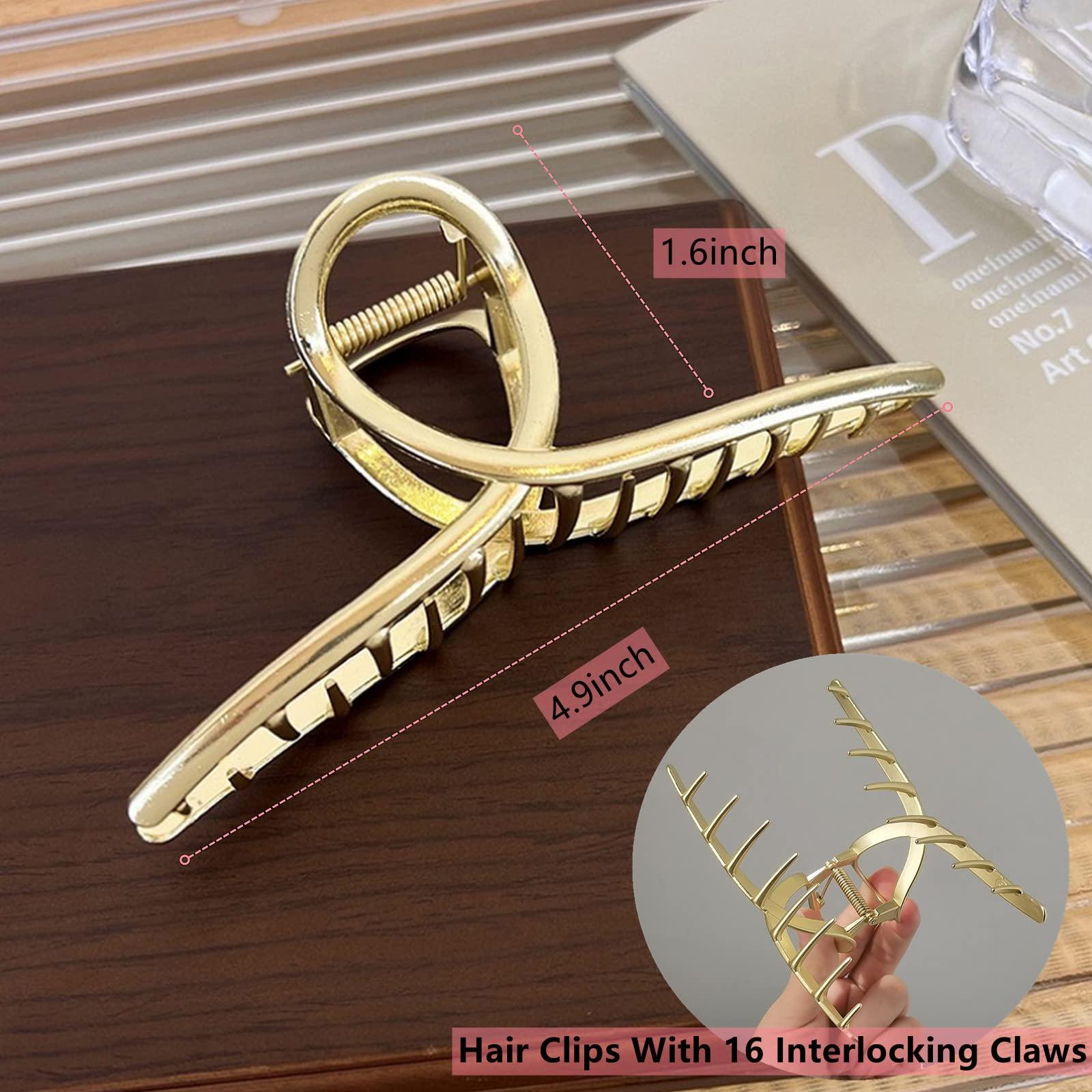 MirthCity MirthCity 3 Pcs Big Metal Hair Claw Clips for Thick Hair Elegant Banana Hair Clips for Women Non-Slip Barrette Hair Clips Hair Accessories for Women Girls