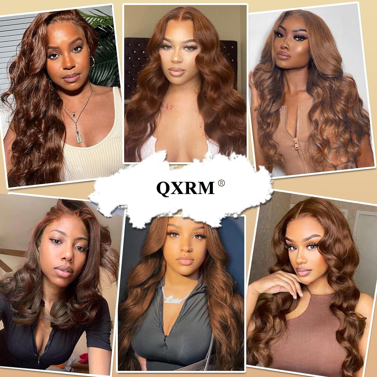 QXRM Body Wave Bundles Human Hair - 12A Brazilian Virgin Human Hair Bundles Double Weft Weave 100G Body Wave 3 Bundles Unprocessed Weave (#4 Medium Brown Body Wave, 10 Inch)