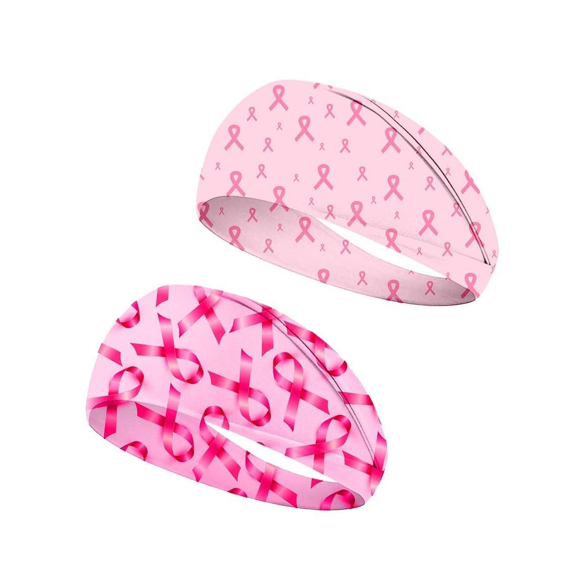 BBTDIN Breast Cancer Awareness Turban Headband Breast Cancer Awareness Pink Ribbon Headwear BCA10 (Set-B)