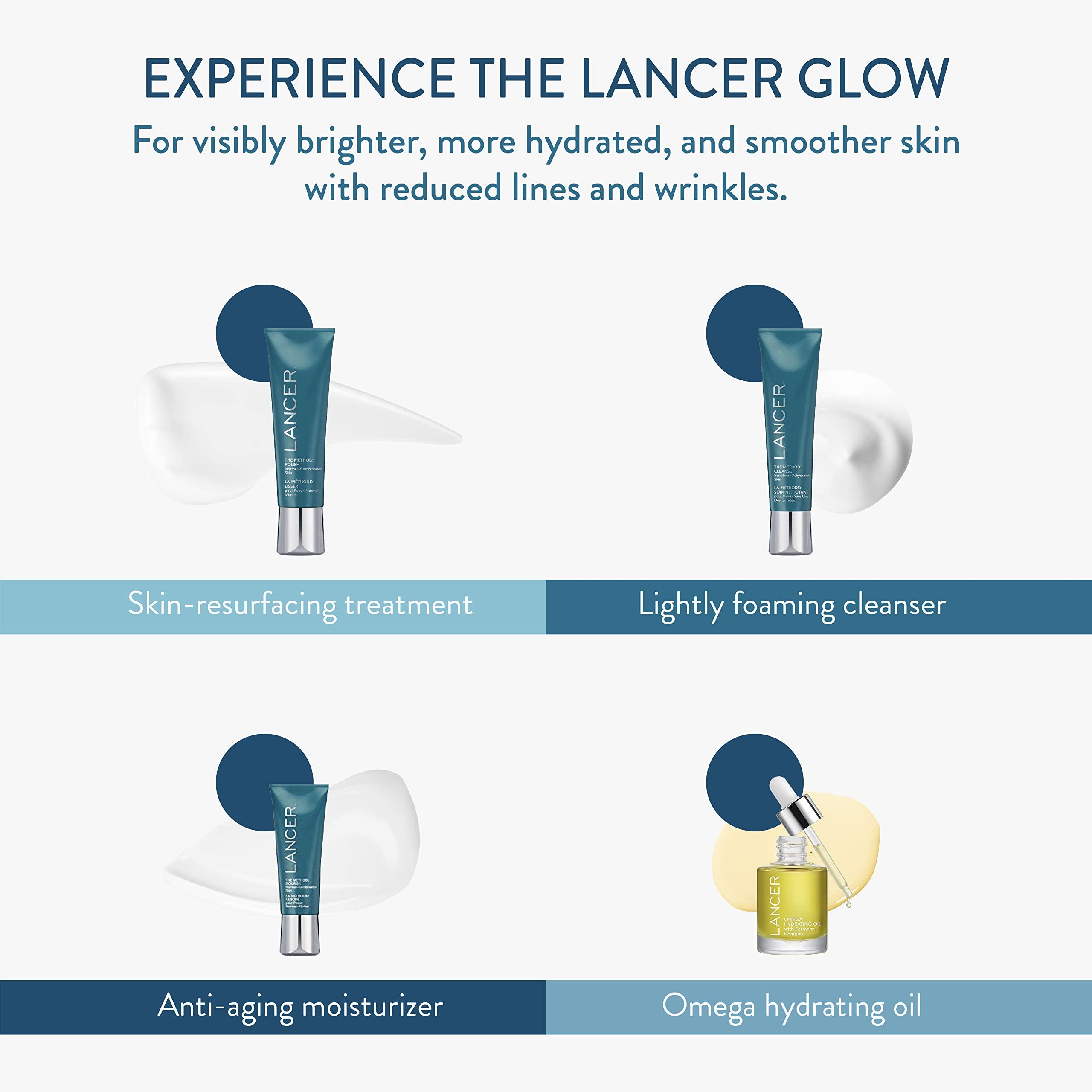 Lancer Lancer Skincare The Method Intro Kit, 3-Step Facial Exfoliator, Cleanser, and Moisturizer Kit for Oily or Congested Skin