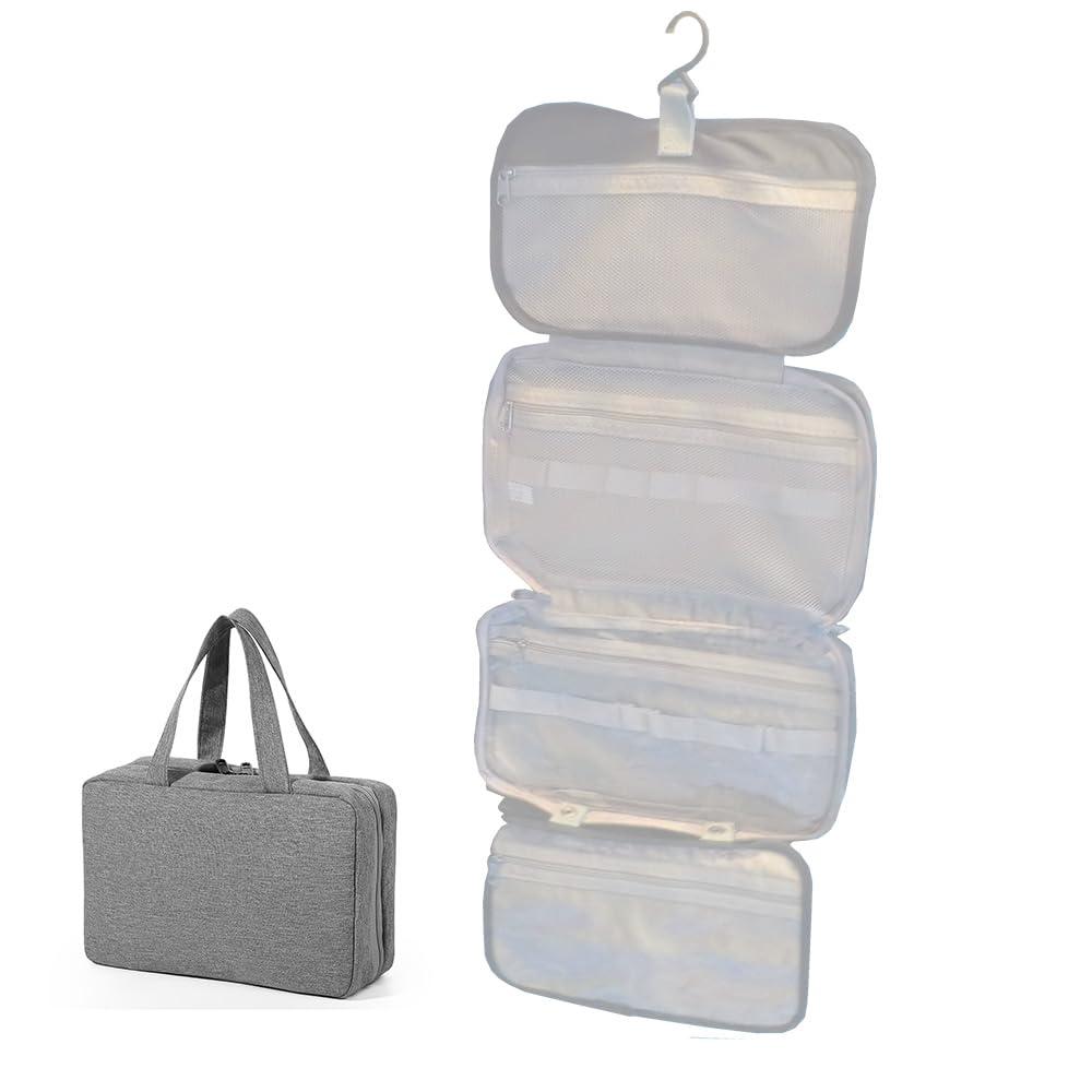 Artkingdome Artkingdome Stylish Open Flat Travel Toiletry Bag Cosmetic Bags Portable Large Capacity Hanging Travel Toiletry Bag with Transparent Mesh Interlayer Multifunctional Storage 29\'\' x 9.6\'\' Gray