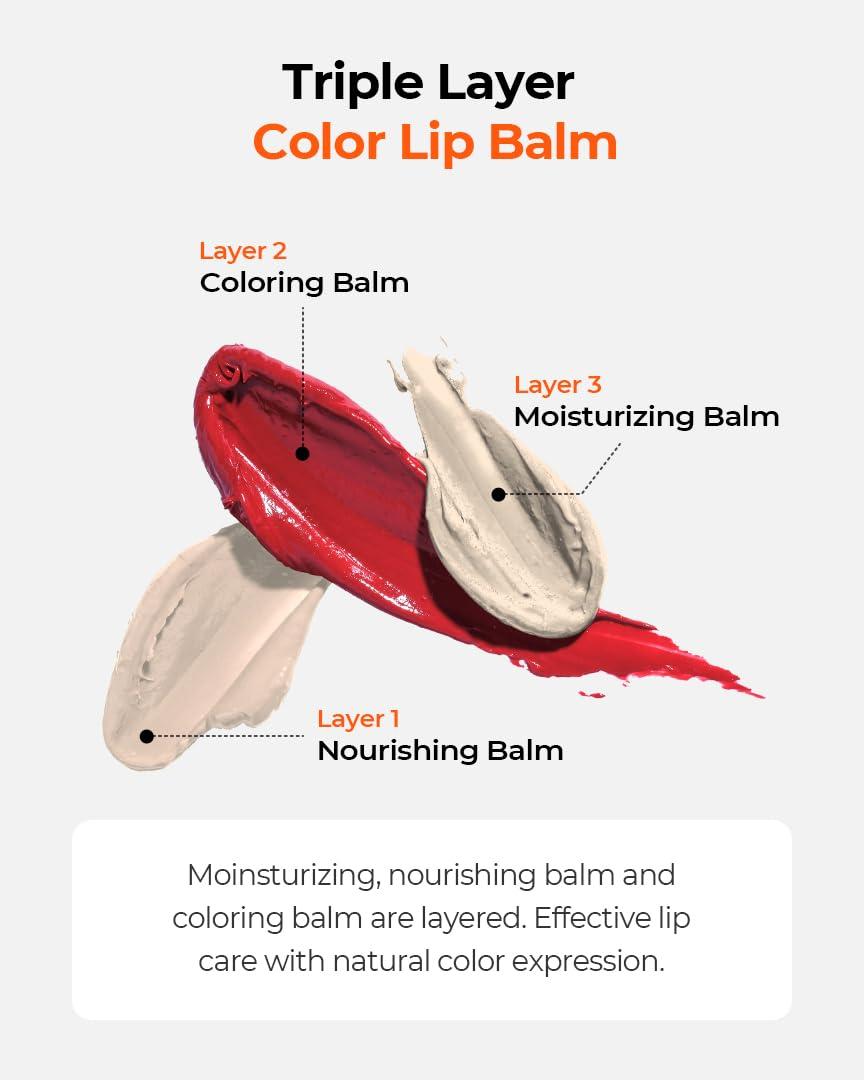 GRAFEN GRAFEN Triple Color Lip Balm Red Brown | Tinted Lip Balm for Men | Korean Lip Butter Triple Layers of Lip Care & Lip Coloring | Metal Container & Magnetic Cover