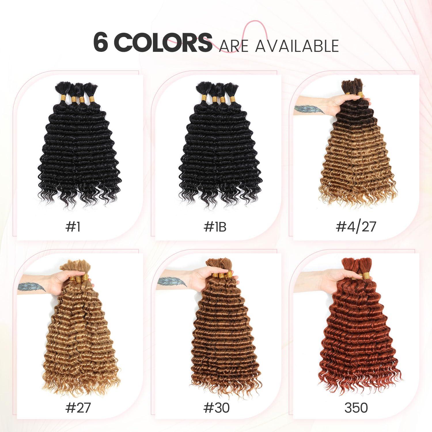 Urbeauty Urbeauty Human Braiding Hair #30 Color, Deep Wave Bulk Human Hair for Micro Braiding No Weft, Curly Human Hair for Boho Braids, Knotless/Goddess/Bohemian/Gypsy/100% Unprocessed Human Hair 100gram