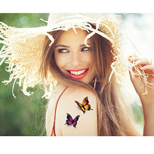 Fanoshon Fanoshon Butterfly Temporary Tattoos 3D Design for Kids Women Adults 16 Sheets, Assorted Fake Butterfly Body Art Stickers Water Transfer for Teen Girls Festival Halloween Party Favors Birthday Gift