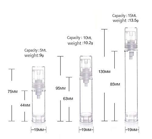 erioctry erioctry 5ML Airless Pump Bottle-Empty Refillable Clear Airless Vacuum Pump Cream Lotion Bottle Travel Bottles Toiletries Liquid Container for Cosmetic Make-up Pack of 6 (5ml)