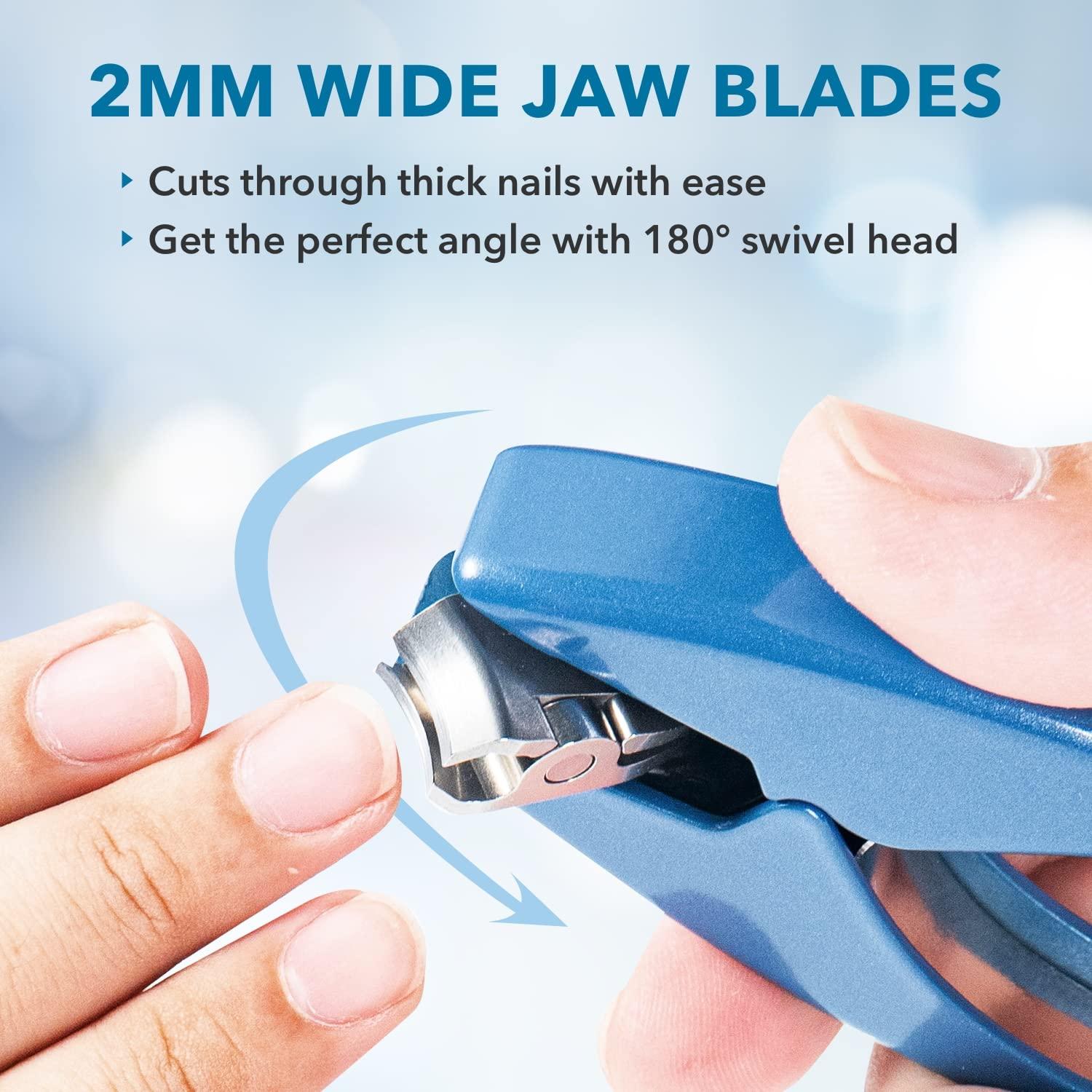 Azurro ClipperPro Omega Fingernail Clipper - Ergonomic Large Nail Clippers for Women & Men | Heavy-Duty Nail Cutters | Fingernail Clippers with 180 Swivel Head (Ice Blue Edition)