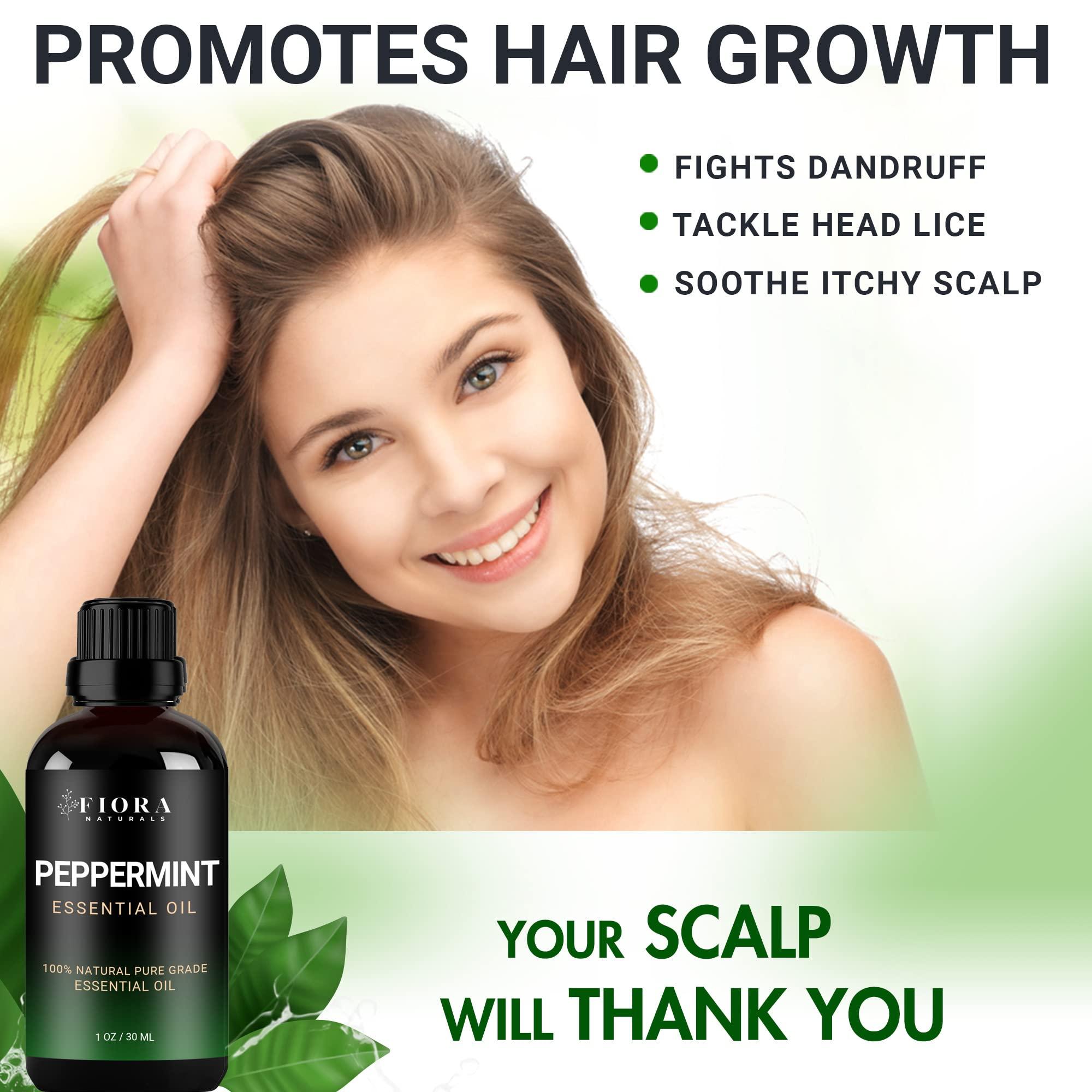 Fiora Naturals Rosemary Oil for Hair Growth with Castor Oil, Jojoba Oil, and Biotin - Natural Hair Strengthening Oil, Peppermint Essential Oil by Fiora Naturals - 100% Pure Peppermint Oil for Hair Growth, & Skin