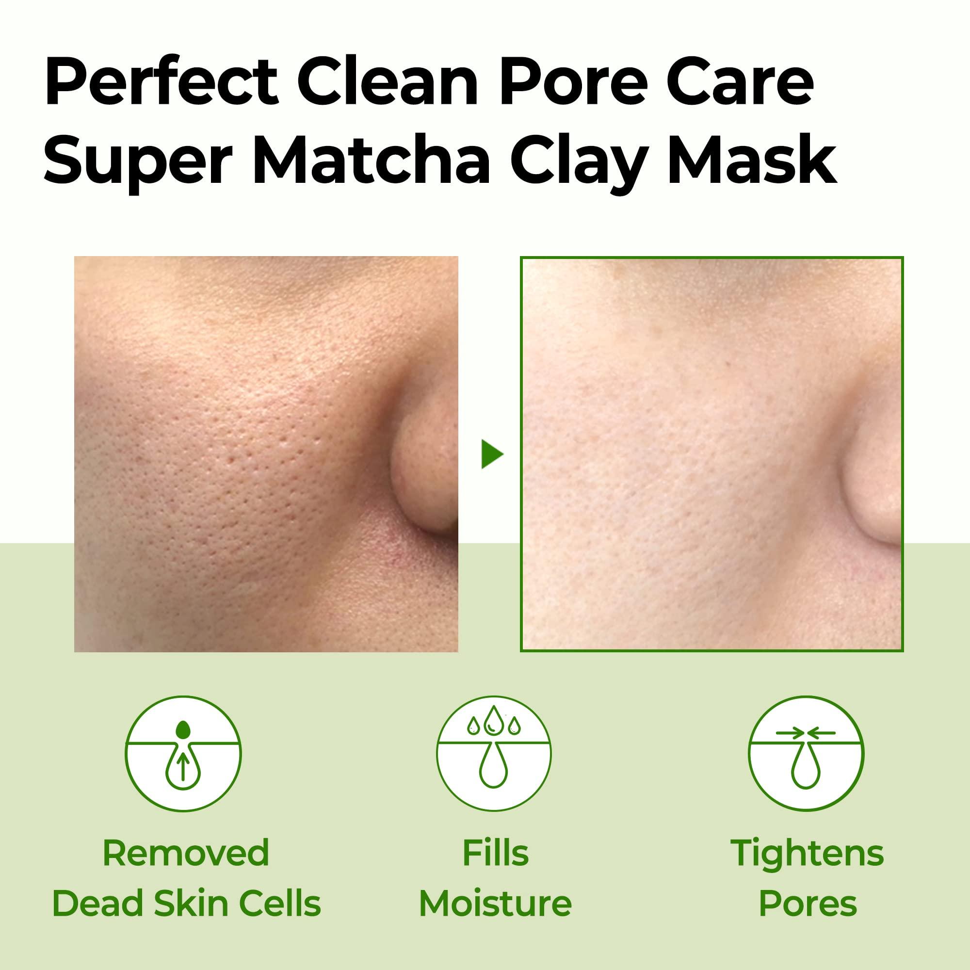 SOME BY MI SOME BY MI Super Matcha Pore Clean Clay Mask - 3.52Oz, 100g - Made from Match Water for Sensitive Skin - Skin Moisturizing Effect with Sebum and Pore Care - Korean Skin Care