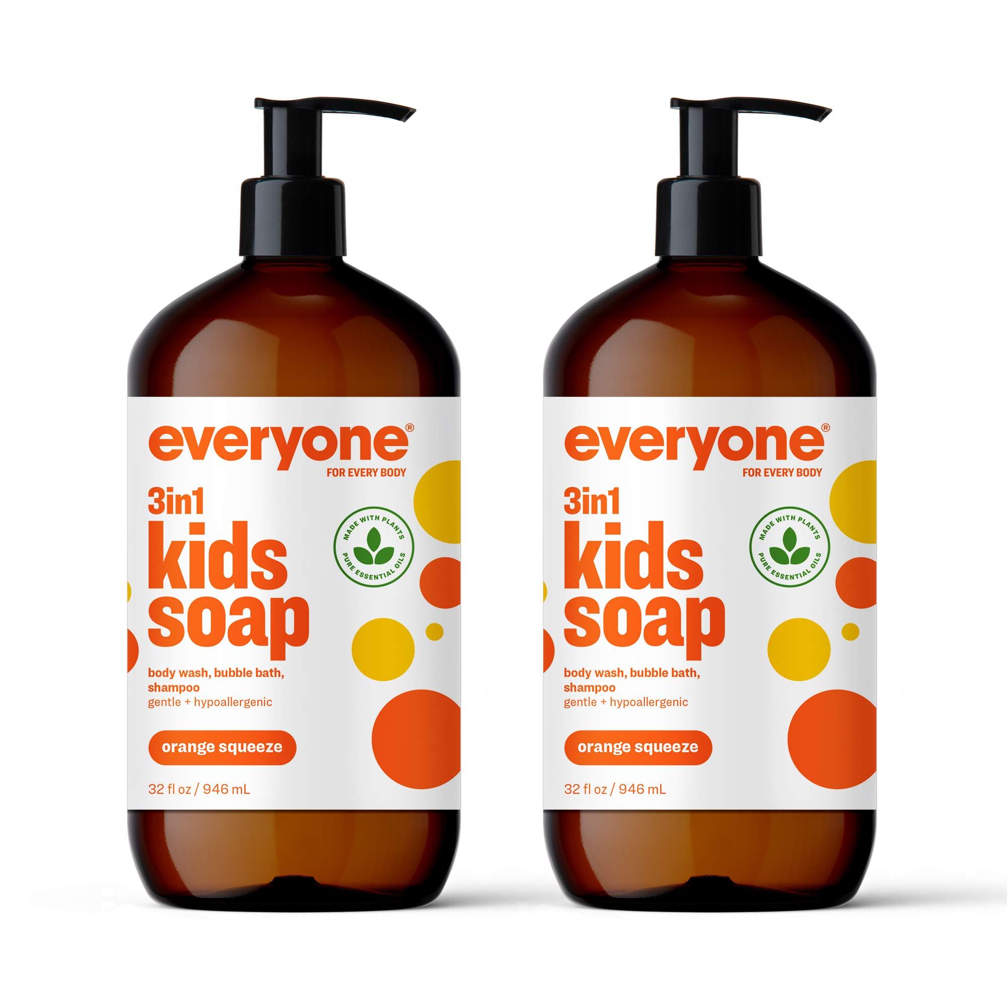 everyone for every body Everyone 3-in-1 Soap, Body Wash, Bubble Bath, Shampoo Bundle with 1 Gallon Coconut Lemon and 2 Pack 32 Ounce Orange Squeeze Kids