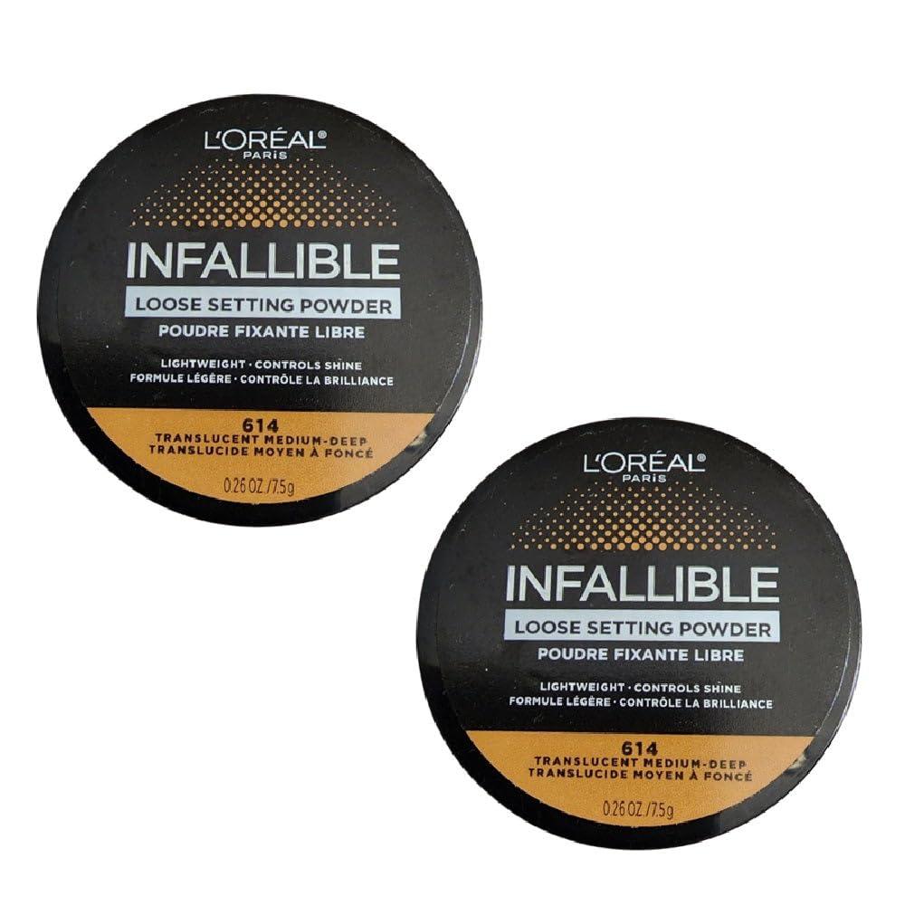 LOral Paris Pack of 2 L\'Oreal Paris Tinted Loose Setting Powder, Translucent Medium-Deep 614