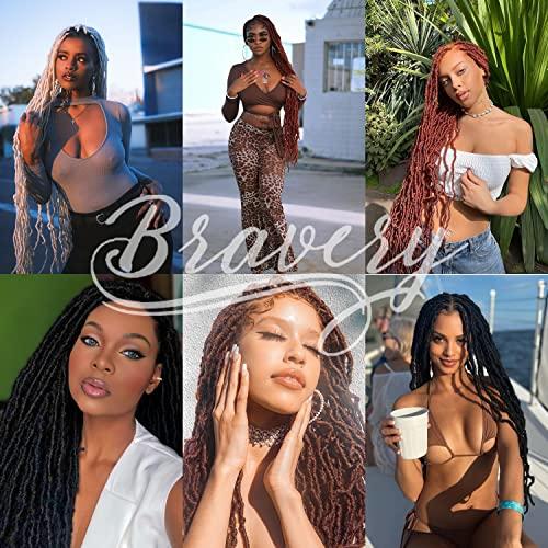 BRAVERY Red Soft Locs 30 Inch-Faux Locs Crochet Hair For Black Women 5 Packs Crochet Locs Goddess Locs Crochet Hair Pre Looped Braiding Hair Extensions (30 Inch (Pack of 5), Red)