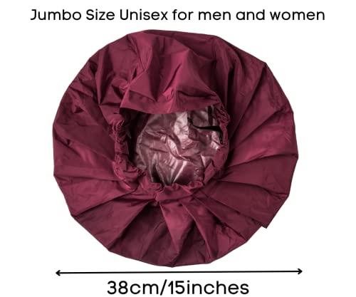 TTAT Try This an That TTAT Shower Cap Jumbo Size for Men & Women With Afro, Long Dreadlocks, Locs, Box Braids, Coily, Voluminous & Long Hair, Waterproof, Washable, Reusable & Adjustable (Maroon)