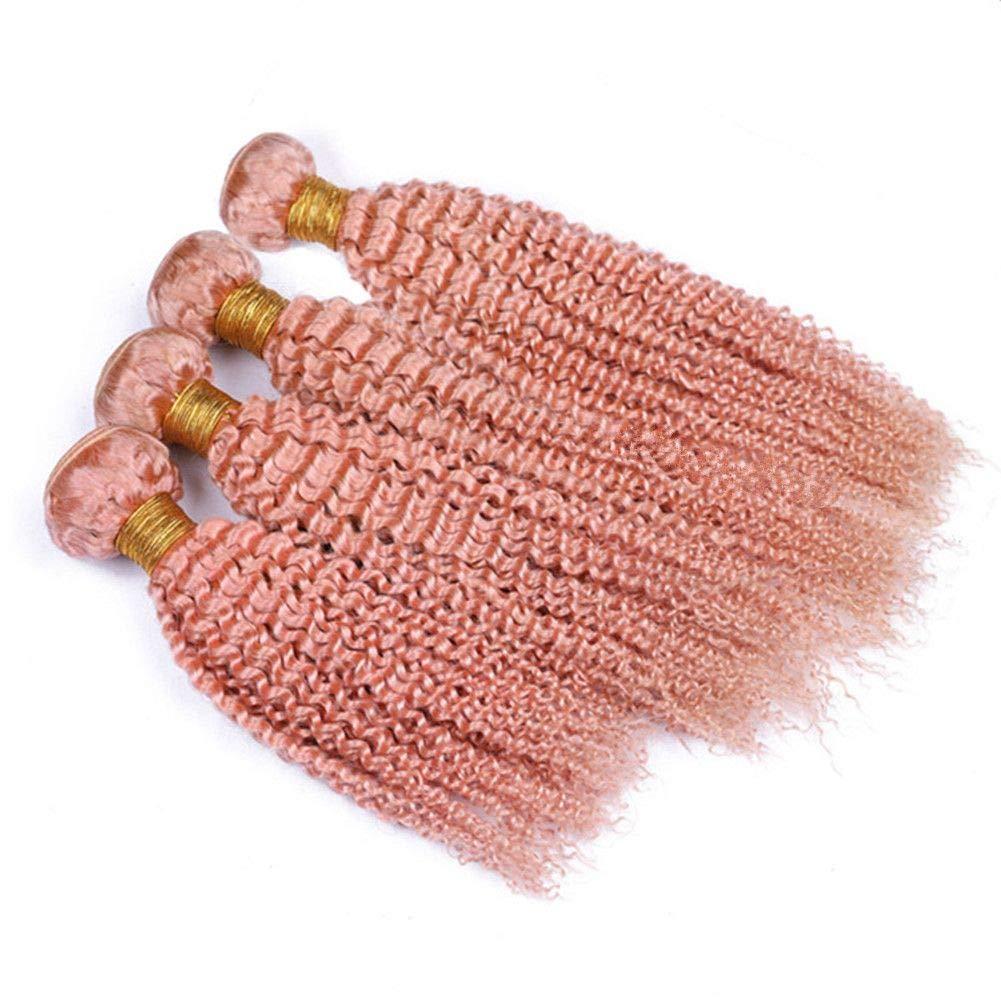 Tony beauty hair Tony Beauty Hair Kinky Curly Pink Human Hair Weave Bundles Pure Pink Malaysian Curly Virgin Hair Extensions Light Pink Kinky Curly Human Hair Wefts 3/4 Bundles Lot Mixed Length (12 14 16 18)