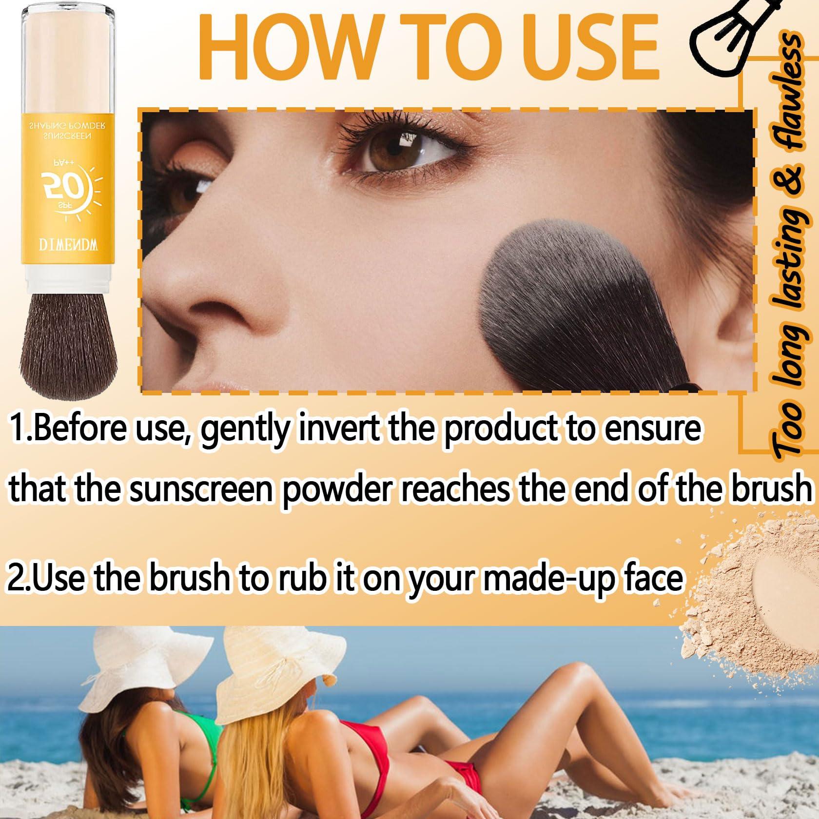 DWDiWen Mineral Sunscreen Setting Powder SPF 50 PA++,Breathable Sun Screen with Brush,Lightweight Long Lasting Oil Control Face Sunscreen,Matte Concealer Setting Powder for All Skin Types
