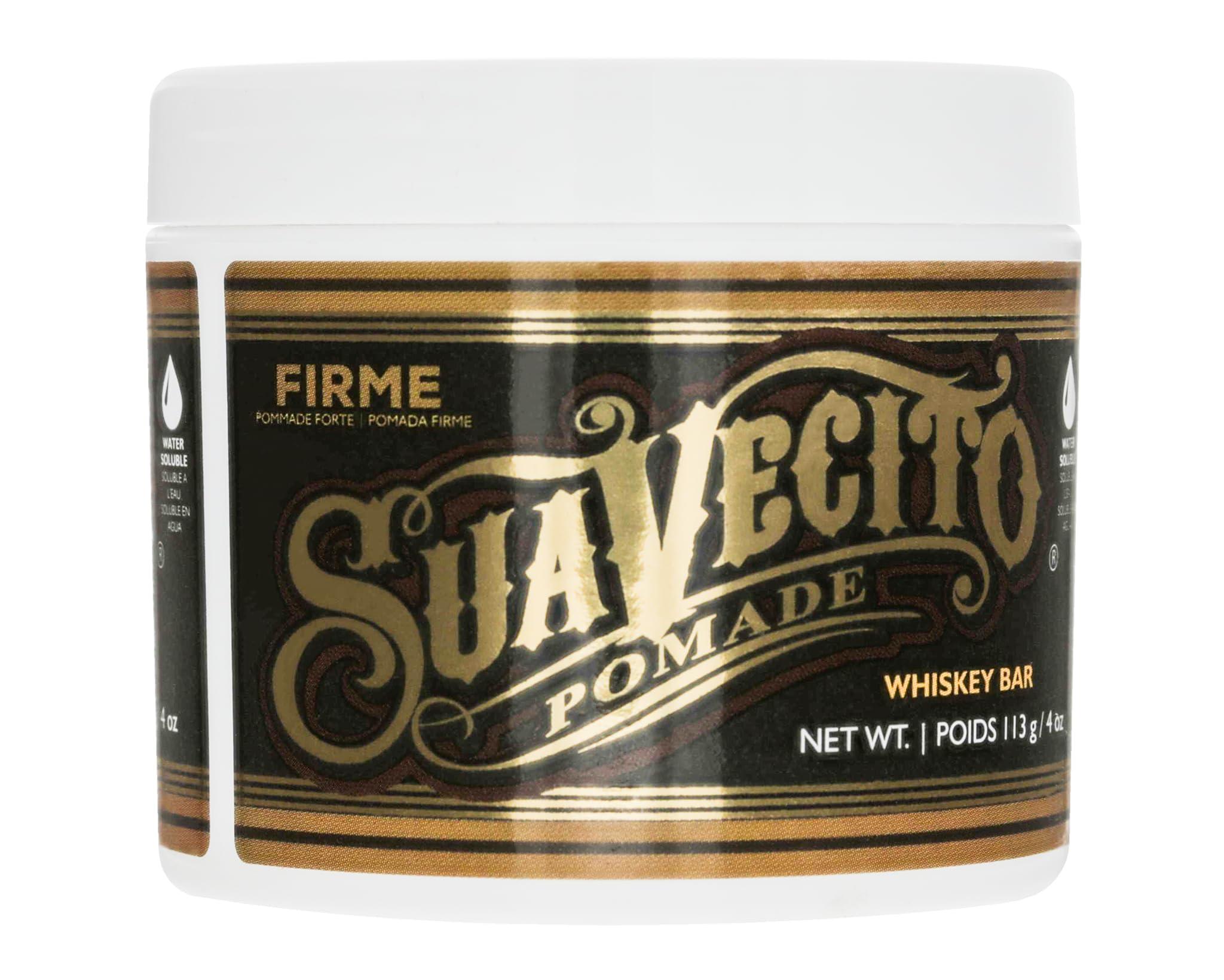 Suavecito Suavecito Pomade Firme (Strong) Hold Whiskey Bar Scent 4 oz - Pomade For Men - Medium Shine Water Based Wax Like Flake Free Hair Gel - Easy To Wash Out - All Day Hold For All Hair Styles