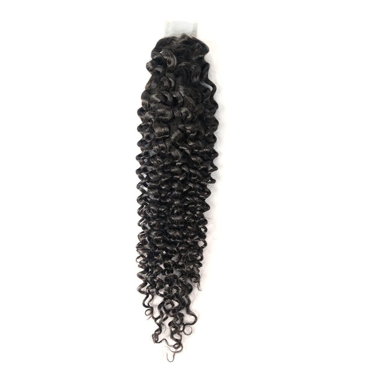 rewcoin Brazilian Curly 2x6 Lace Closure 100% Unprocessed Human Virgin Hair Deep Curly Closure Pre-Plucked Hairline Kinky Curly Closure With Baby Hair (14inch, 2x6 curly closure)