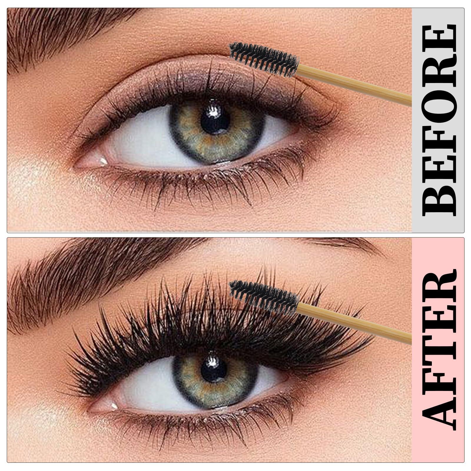 myaokue-up 300PCS Disposable Mascara Wands Spoolie Brush Bamboo Eyebrow Brushes Eyelash Extension Applicator Makeup Kits.myaokue-up(Black)