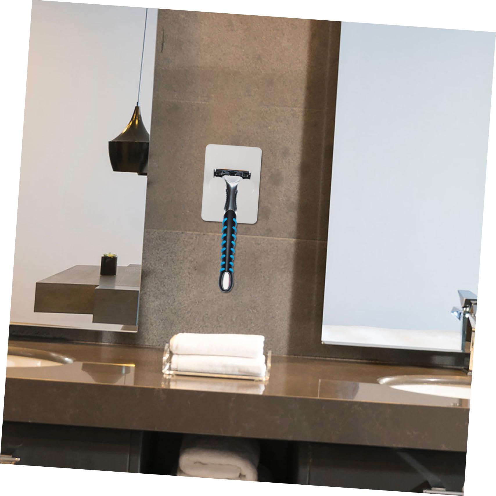 Outanaya Outanaya 4pcs Shaving Brush Stand Shave Brush Stand Razor Brush Holder Bathroom Razor Holder Razors Towel Hook Shelves Adhesive Hooks Bathroom Supply Sundries Storage Holder Abs White