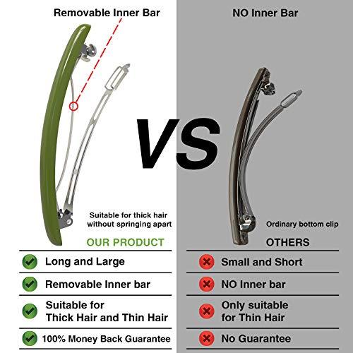 HYFEEL HYFEEL Skinny Hair Barrettes for Women Long Simple Acrylic French Hair Clips Elegant Classic Hairpins Steel Clip Clamp Girls Hair Accessories Navy Blue Dark Green Light Brown 3Pcs/set