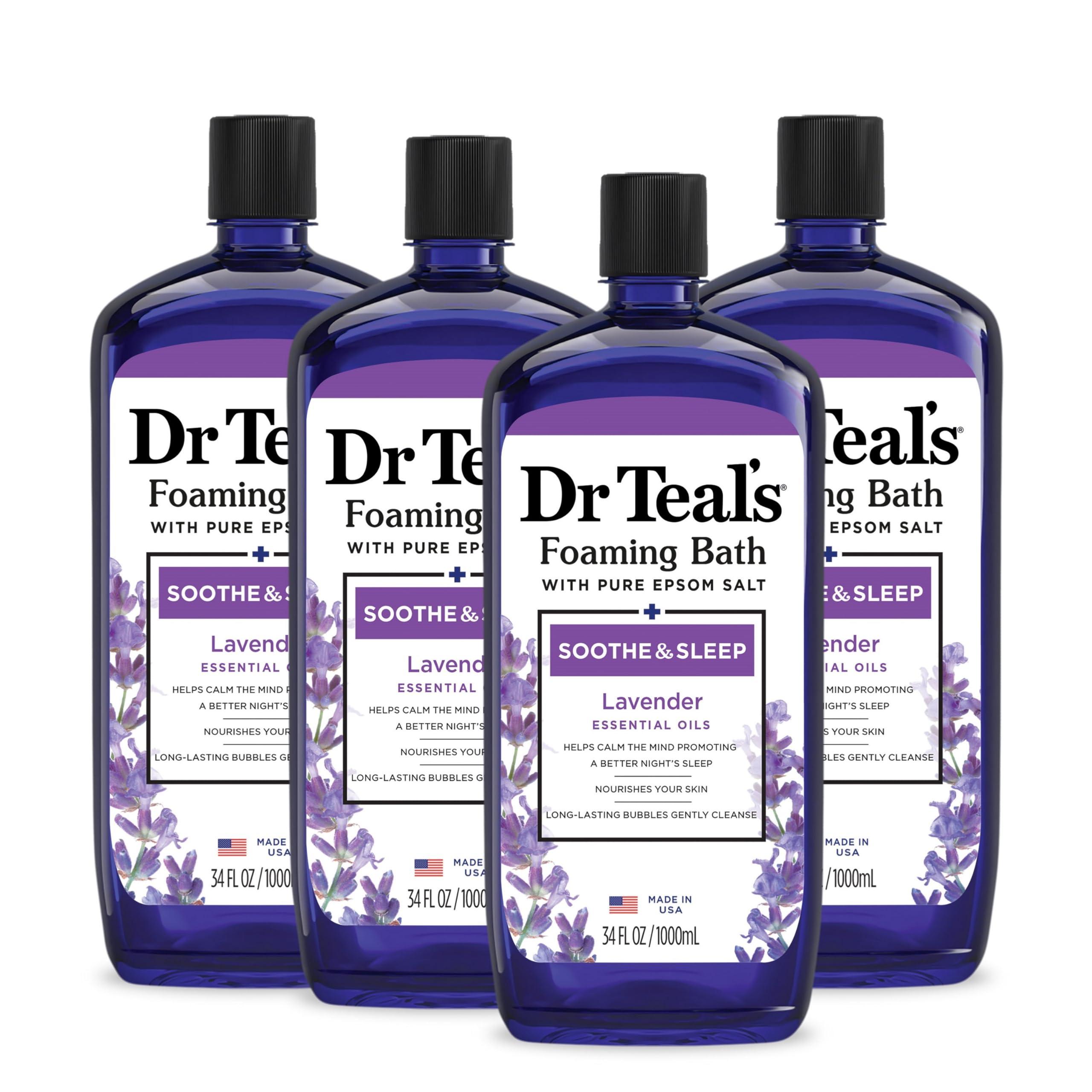 Dr Teal's Dr Teal's Foaming Bath with Epsom Salt & Sleep Spray with Melatonin, Lavender & Chamomile, 34 fl oz Bath (Pack of 4) & 6 fl oz Spray (Pack of 3)