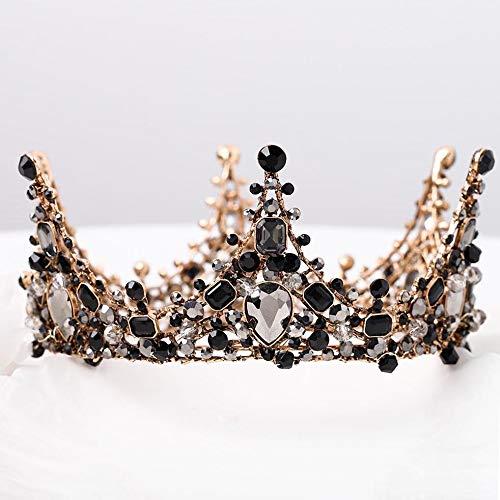 Barode Barode Baroque Rhinestones Black Bride Wedding Crowns and Tiaras Shining Dainty Charm Prom Queen Crowns Bridal Hair Accessories for Women