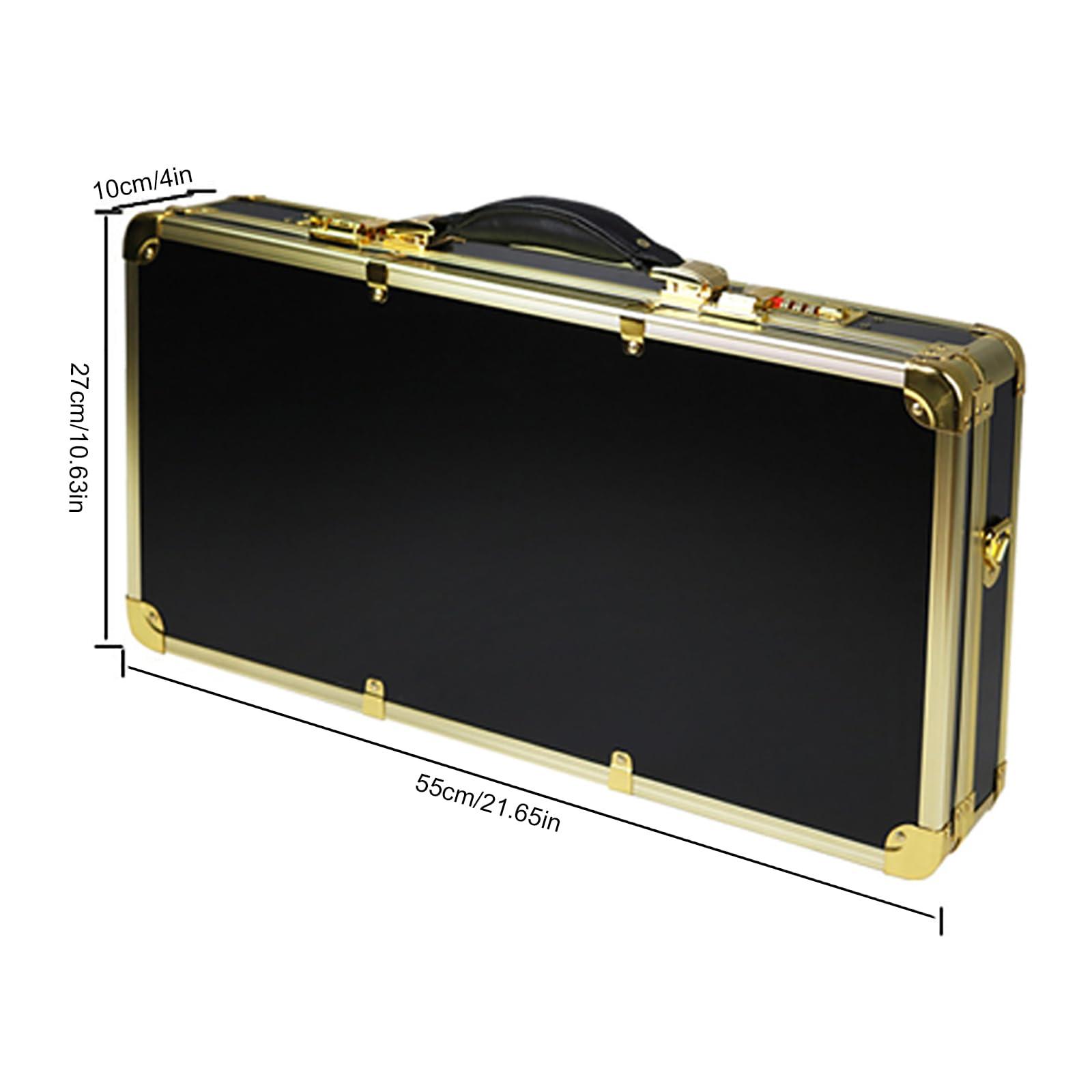 WTIOPJ Barber Case with Code Lock Portable Travel Barber Suitcase, Stylist Professional Barber Box Clipper Case For Barbers, Beauty Salon Tool Kits Storage Barber Cases For Clippers And Supplies (Gold-Black)