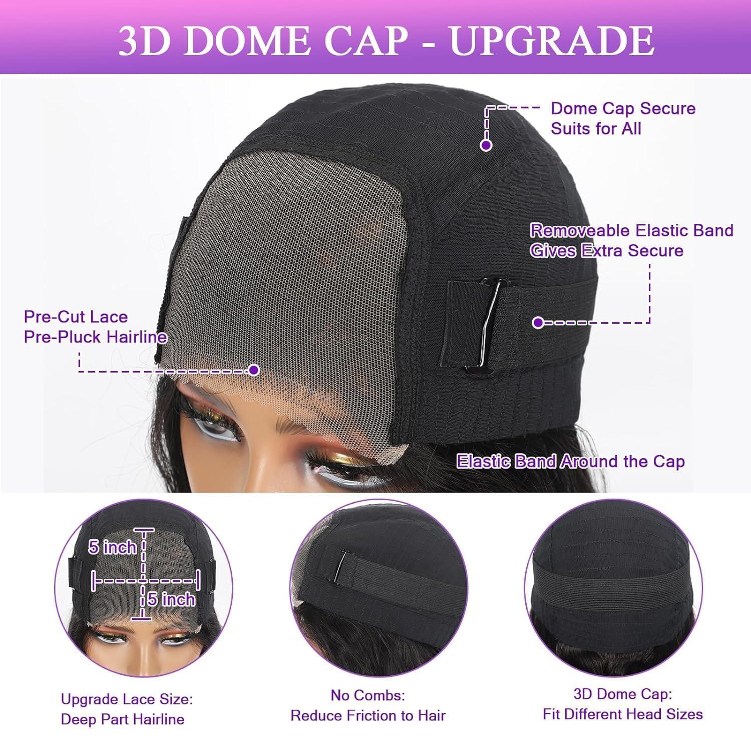 oveflect oveflect Glueless Wigs Human Hair Pre Plucked Pre Cut for Beginners Body Wave 5X5 HD Closure No Glue Wig for Women (34 Inch)