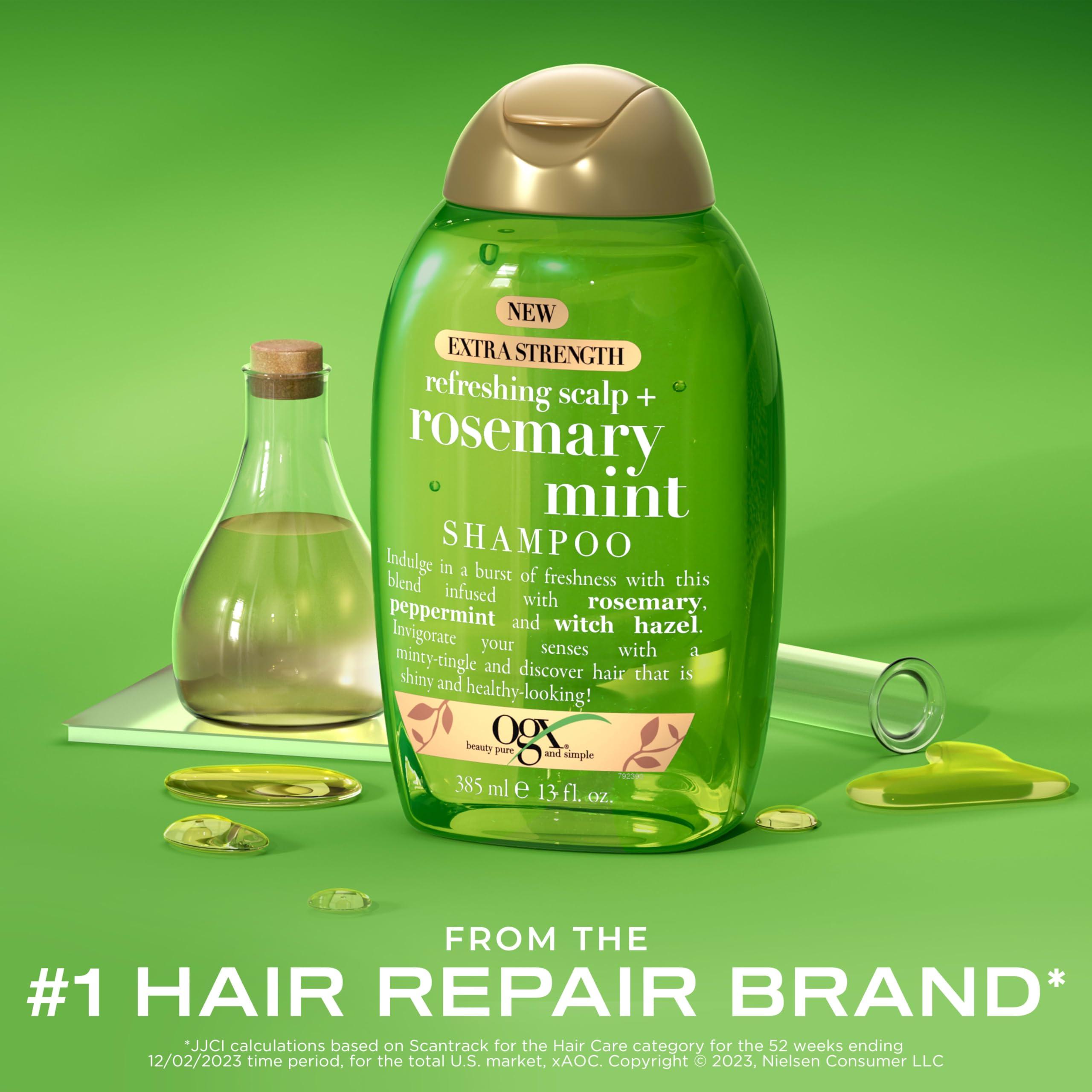 OGX OGX Extra Strength Refreshing Scalp + Rosemary Mint Shampoo, Clarifying Wash Visibly Helps Remove Oil & Residue to Clear Away Buildup, Sulfate-Free Surfactants, 13 fl. Oz