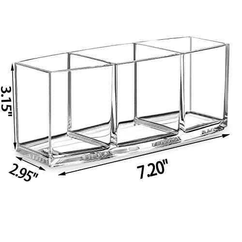 CACASO CACASO Clear Makeup Brush Organizer, Premium Acrylic Makeup Brush Holder Organizer 3 Compartments, Makeup Brush Display Holder Cosmetic Storage