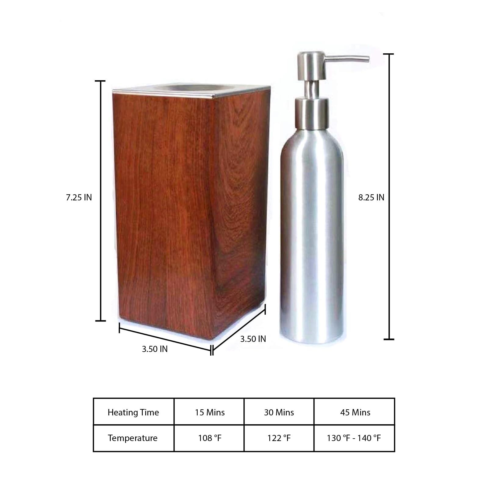 DERMALOGIC DERMALOGIC Massage Oil Warmer for Pro Spa Massage, Home Lotion Warmer with Aluminum Bottle Pump Set, Plug-in Oil Heater Beauty Salon Treatment Equipment, Light Wood