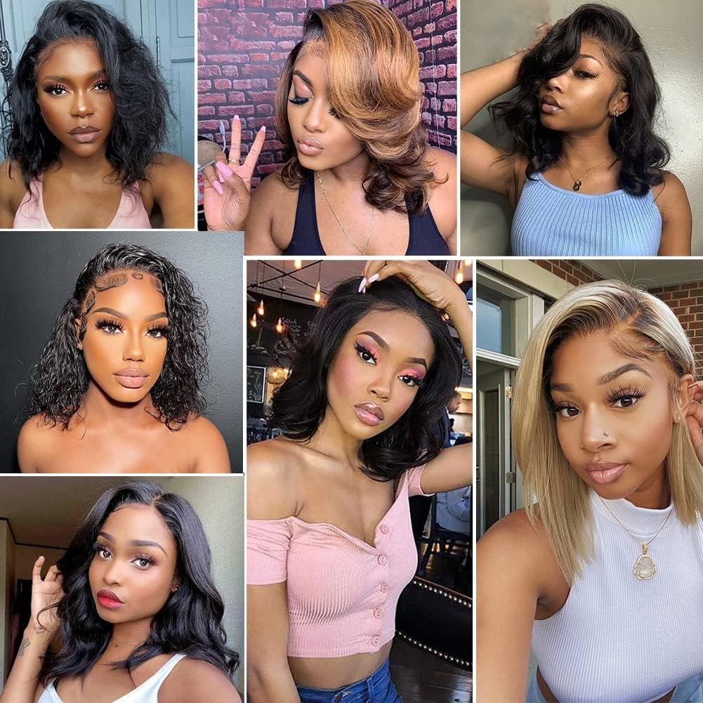 Laceager 12 Inch Wear and Go Glueless Bob Wig Human Hair Pre Plucked 4X4 Body Wave Lace Front Wigs Human Hair Pre Cut Lace New Upgraded No Glue Wigs For Black Women