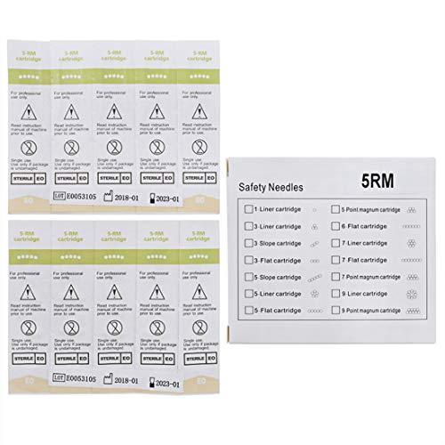 boermeize Disposable Cartridge Needles 5RM Curved Magnum Sterilized Needles 20Pcs Tattoo Needles Eyebrow Lip Eyeliner Permanent Makeup for Tattoo Machine