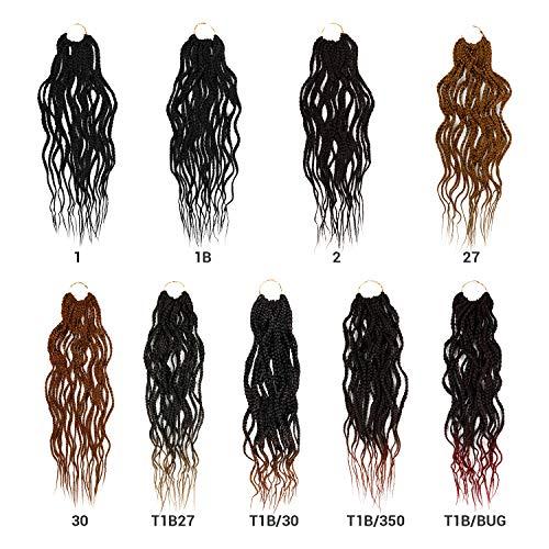 AU-THEN-TIC 20 Inch AU-THEN-TIC Wavy Box Braid Crochet Hair Goddess Box Braids Crochet Hair Crochet Box Braids Pre Stretched Synthetic Hair Extensions (20 Inch (Pack of 4), 2-Dark Brown)